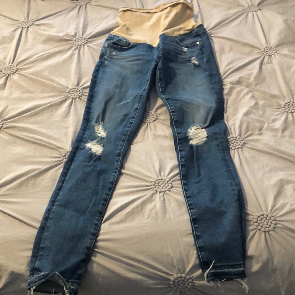AG distressed maternity skinny jeans